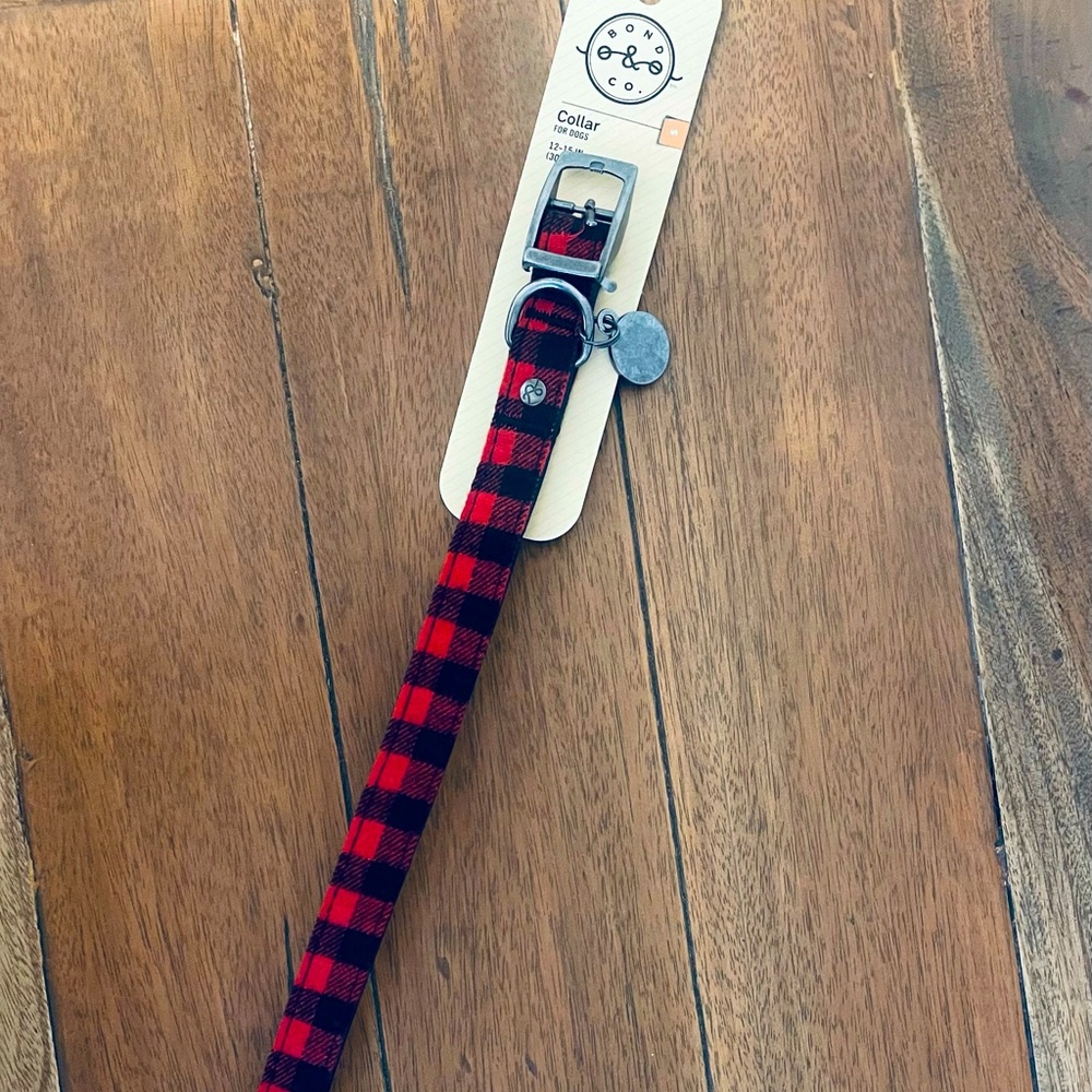 Bond & Co., Red and Black, Small Dog Collar, New, 12-15”